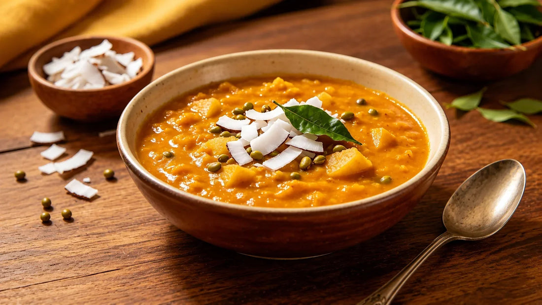 Bangalore chickpea and spinach curry served in a rustic ceramic bowl with fluffy basmati rice, naan bread, raita and fresh coriander on a wooden table. 