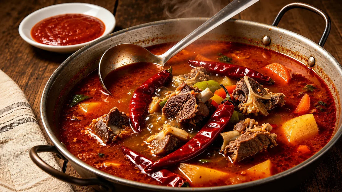 Homemade spicy beef stew made with Spice & Dipity Ya Salam Turkish All-Purpose Seasoning, slow-cooked with tender beef, vegetables and dried chillies.