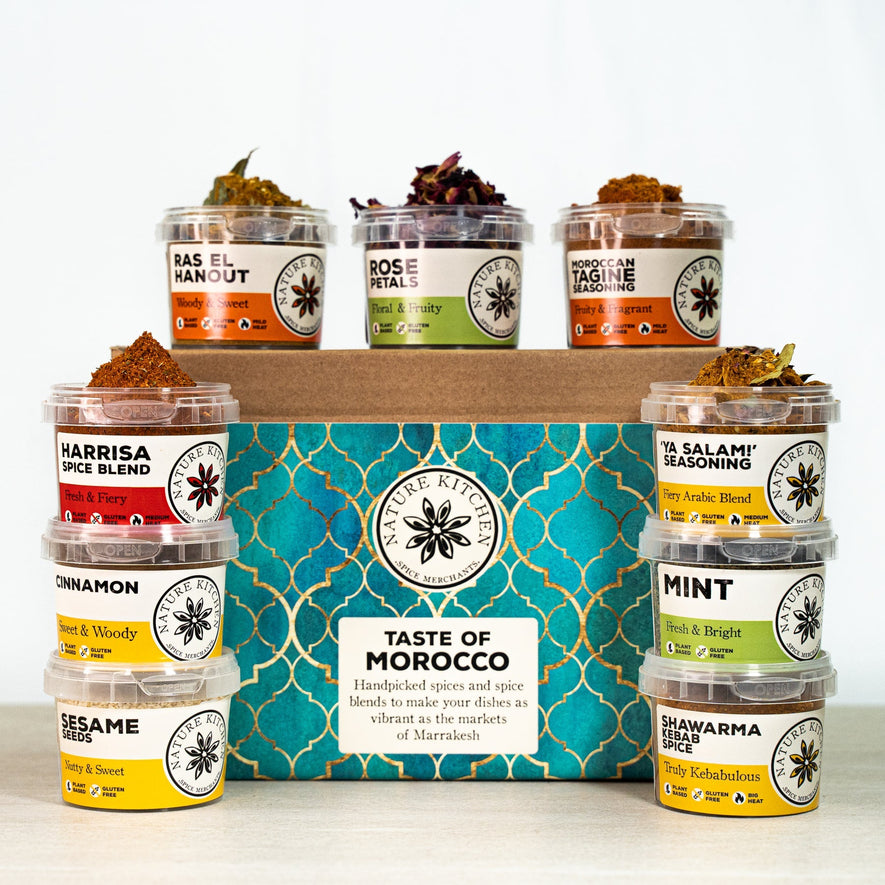 Taste of Morocco Gift Box from Spice & Dipity, a premium spice gift set for flavour-packed home cooking.