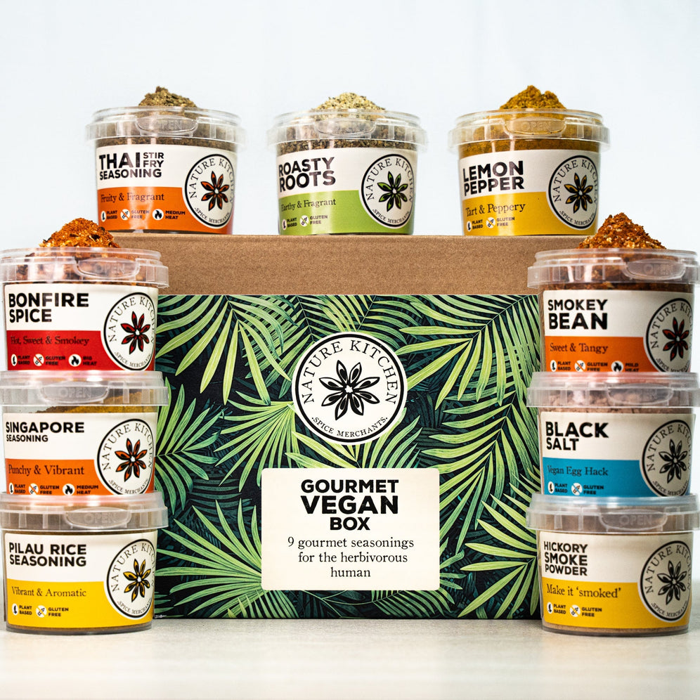 Gourmet Vegan Gift Box from Spice & Dipity, a premium spice gift set for flavour-packed home cooking.